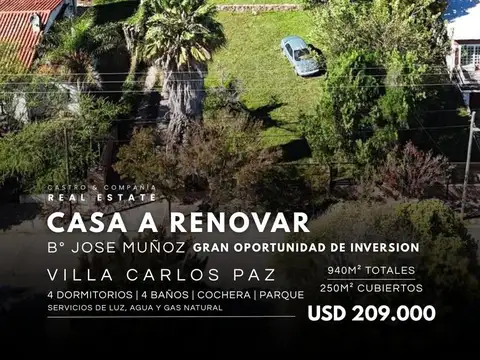 Venta Casa De 4 Dormitorios Y 940 M2 Terreno En Barrio José Muñoz - Villa Carlos Paz