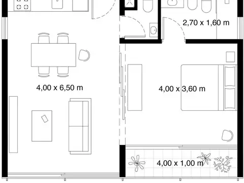 Departamento en Venta de 1 dormitorio