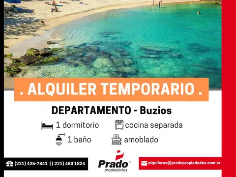 ALQUILER TEMPORAL EN BUZIOS - 1 DORMITORIO - OPORTUNIDAD