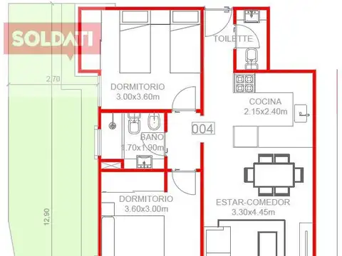 Departamento en Venta de 3 ambientes