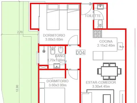 Departamento en Venta de 3 ambientes