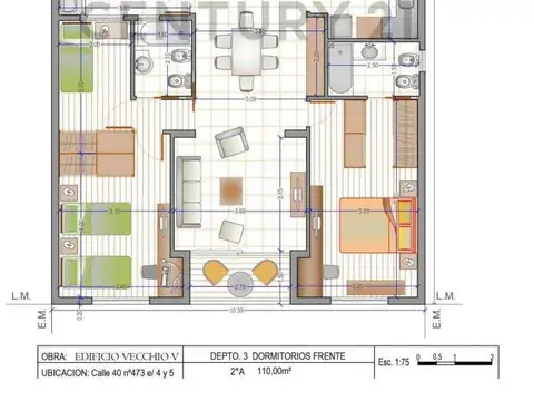 40 entre 4 y 5. Depto tres dormitorios en Edificio Vecchio V