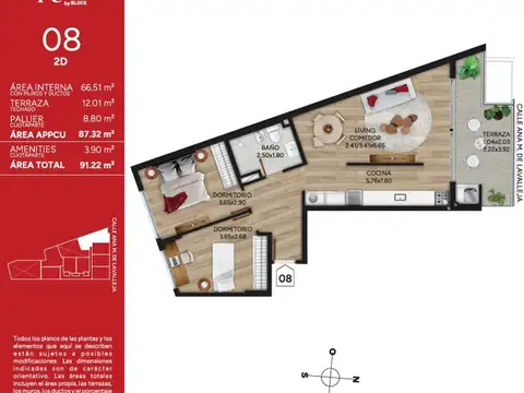 Departamento en Venta de 3 ambientes