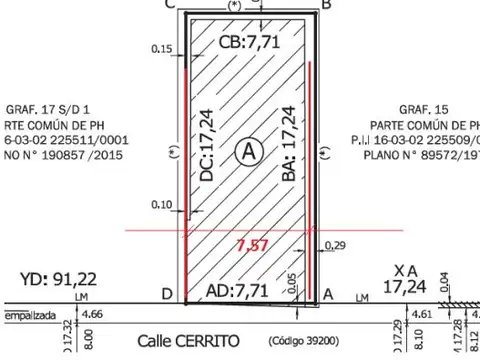 CERRITO 1300 - VENTA LOTE 7,71 X 17,24