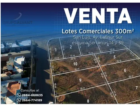VENTA Lotes Comerciales 300m2. Av. Lafinur Sur