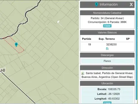 Campo mixto 2 parcelas contiguas de 398 hectáreas en Gral.Alvear