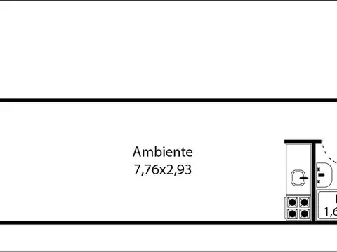 Departamento Monoambiente con 1 baño