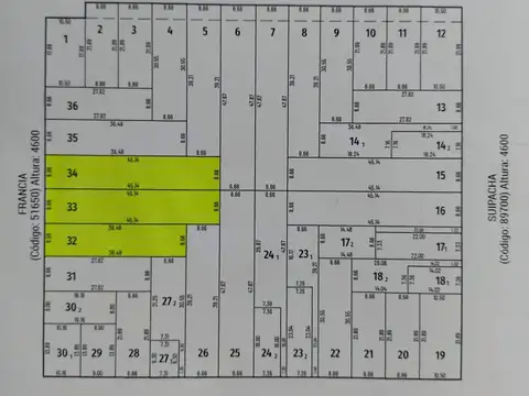 Terreno en Venta 45  mts Fondo