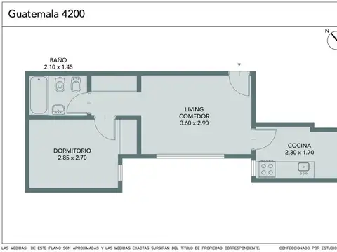 Departamento 2 ambientes con 1 baño