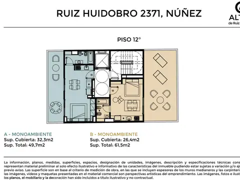 Departamento 2 ambientes con 1 baño