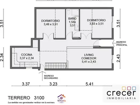 Depto Tipo Casa 4 ambientes con 1 baño