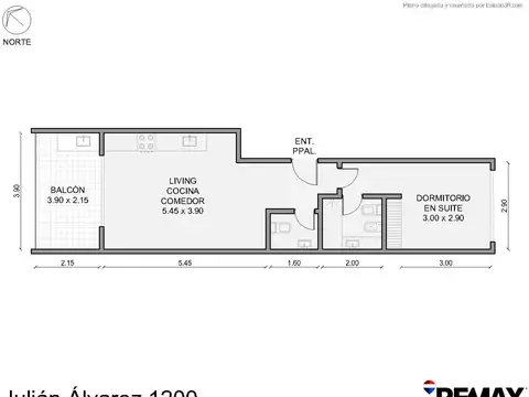 Departamento 2 ambientes con 1 baño
