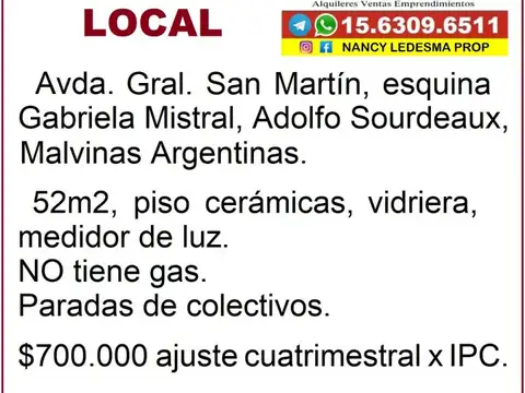 Alquiler local 52m2 Adolfo Sourdeaux