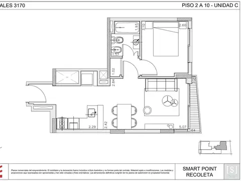 Departamento en Venta de 1 dormitorio