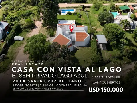 Venta Casa De 2 Dormitorios Cochera Y Pileta En B° Semi Privado Lago Azul- Villa Santa Cruz Del Lago