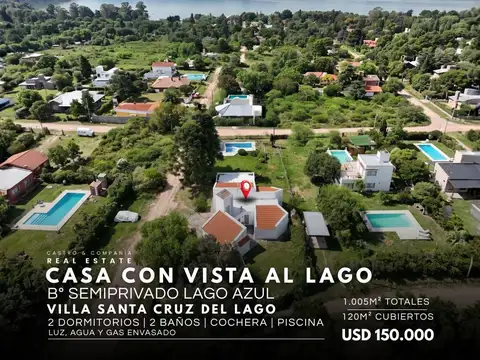 Venta Casa De 2 Dormitorios Cochera Y Pileta En B° Semi Privado Lago Azul- Villa Santa Cruz Del Lago