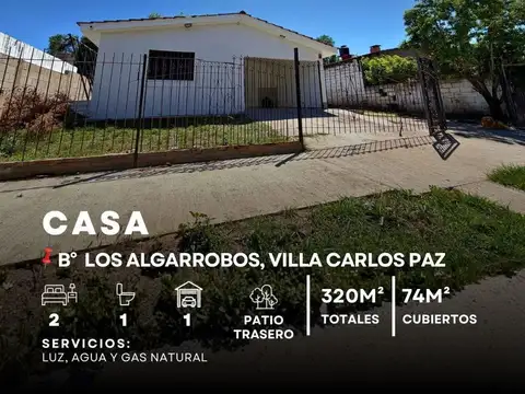 Venta Casa de 2 dormitorios con patio trasero en Barrio Los Algarrobos - Villa Carlos Paz
