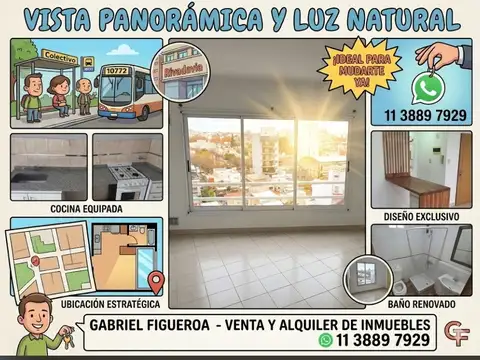 MONO-AMBIENTE VISTA PANORAMICA - PISO 8 ORIENTACION NOROESTE MUY LUMINOSO