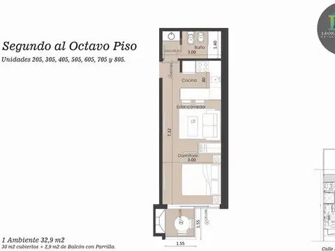 Departamento Monoambiente con 1 baño