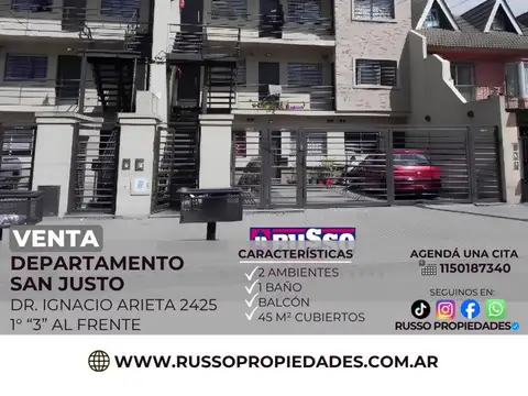 Venta Departamento 2 Ambientes San Justo