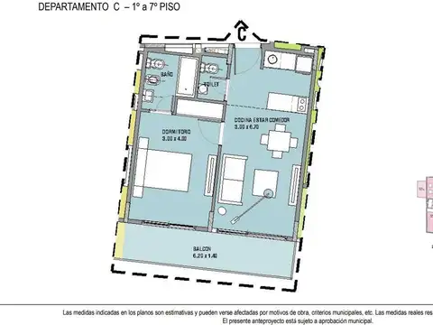 Departamento en Venta de 2 ambientes