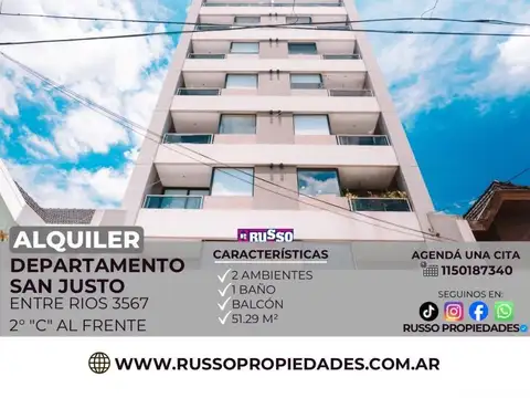Alquiler departamento San Justo 2 ambientes
