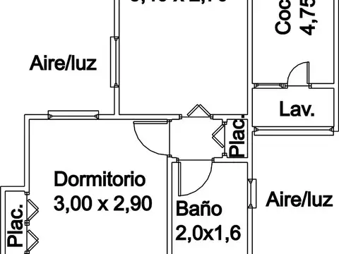 Departamento 2 ambientes con 1 baño