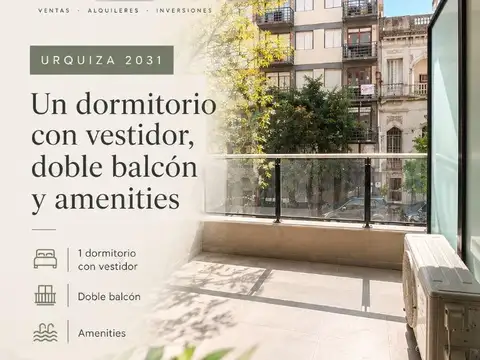 Urquiza 2031 | Un dormitorio con vestidor, doble balcón
