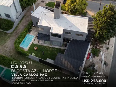 Exclusiva Casa de 4 Dormitorios con Piscina En Venta – Costa Azul Norte, Villa Carlos Paz