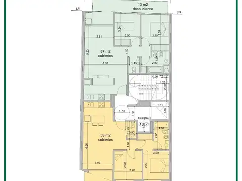 Departamento 3 ambientes con 2 baños