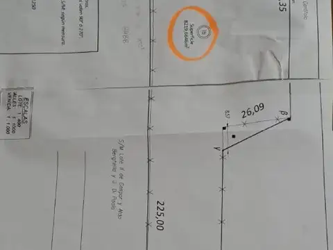 Terreno en Venta 225  mts Fondo