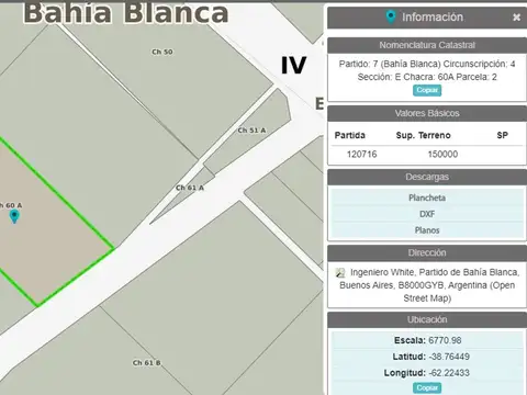 Terreno en Venta en Bahía Blanca, USD 750.000