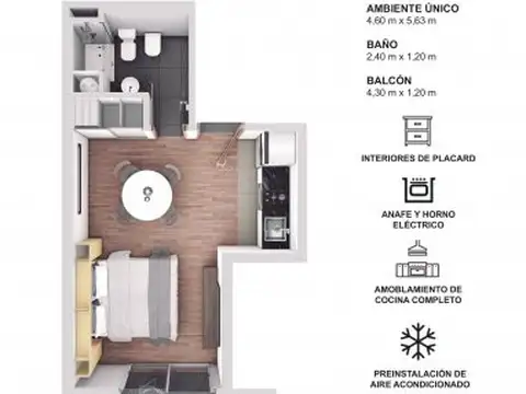 Departamento en Venta de 1 dormitorio