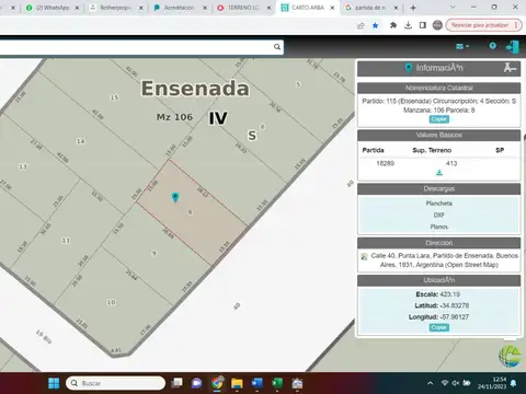 Terreno en Venta en Punta Lara, USD 59.000