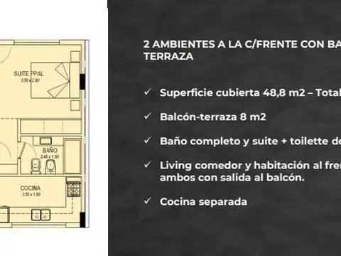 Departamento en Venta en La Perla Norte, USD 123.900