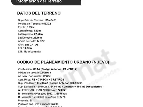 Terreno en Venta de 193,0 m2