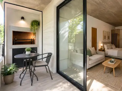 VENTA EN CONSTRUCCION DEPARTAMENTO MONOAMBIENTE CON VESTIDOR, BALCON Y PARRILLA EN COGHLAN
