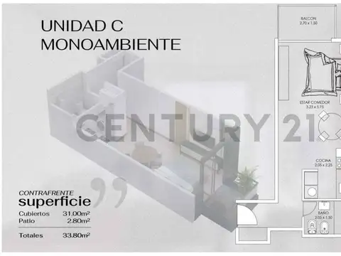 Departamento en Venta de 1 dormitorio