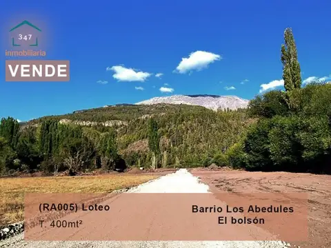 (RA005) LoteoTerrazas del Piltriquitrón, (PRE VENTA - Nuevo lanzamiento) Barrio Abedules, lotes...