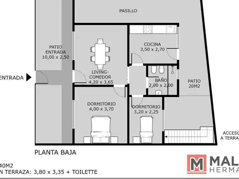 Casa en Venta de 2 dormitorios