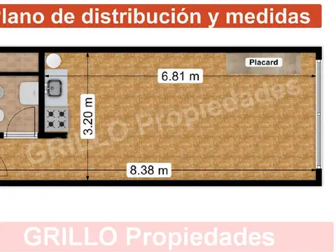 Departamento Monoambiente con 1 baño