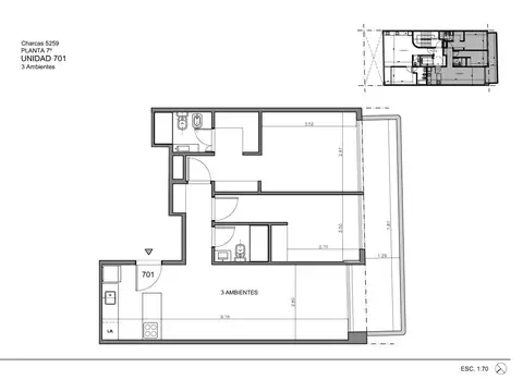 Departamento 3 ambientes con 2 baños