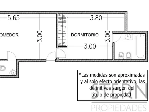 Departamento Monoambiente con 1 baño