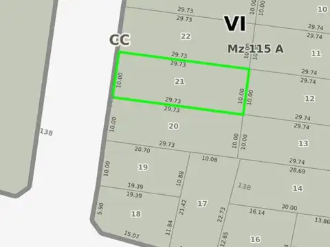 Terreno en Venta 29  mts Fondo