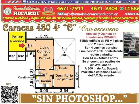 SIN PHOTOSHOP alegre y Luminoso 2 amb. contrafrente