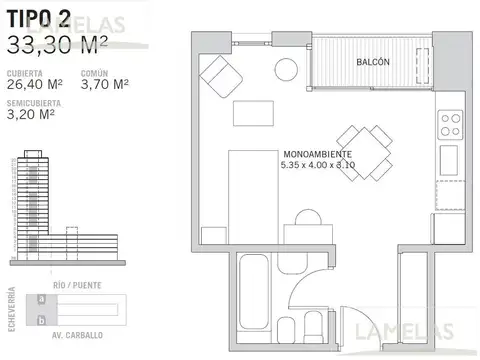 Departamento en Venta de Monoambiente