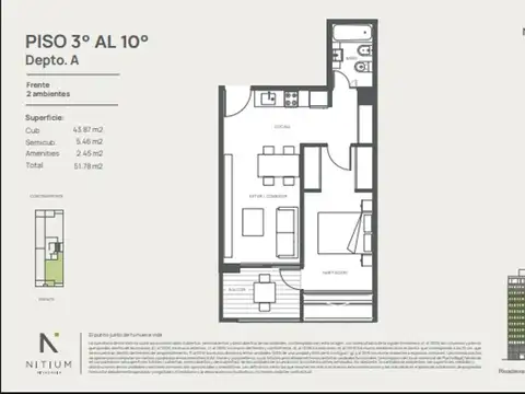 Departamento en Venta de 2 ambientes