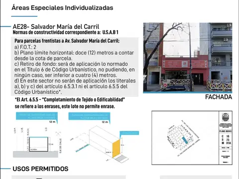 Terreno 253m2 sobre avenida. Estudio de Prefactivilidad. USAB1. Ideal proyectos inmobiliarios y/o comerciales