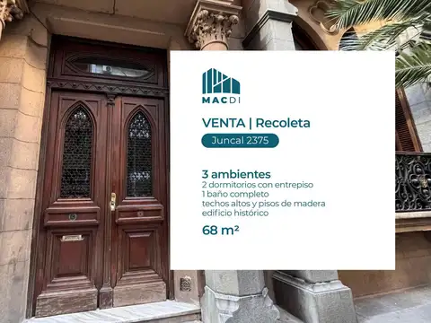 Excelente Departamento 3 ambientes en Venta en Recoleta