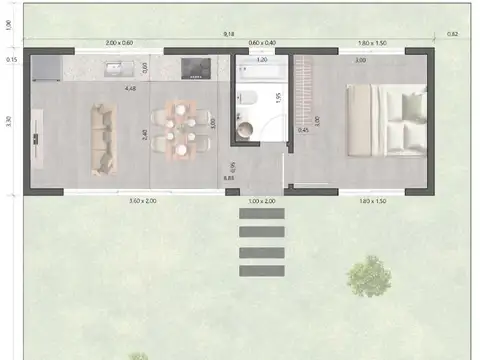 Depto Tipo Casa en Alquiler de 1 dormitorio